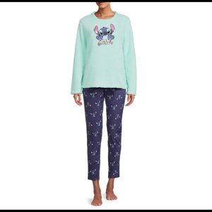 NWT Disney Stitch Fleece Pajama Set, long-sleeve top and pants